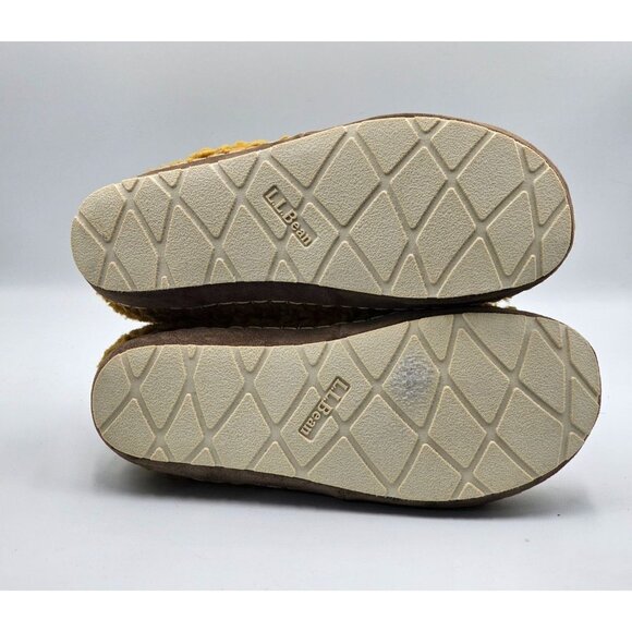 L.L.Bean Women's Mustard Cozy Slipper Bootie Pile Fleece Ankle Shoes Sz 10 3010 - Picture 4 of 16